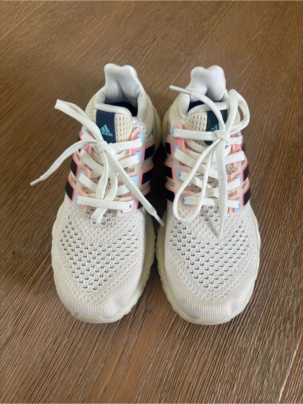 adidas Kids Sneakers Cream with Pink & Navy Accents